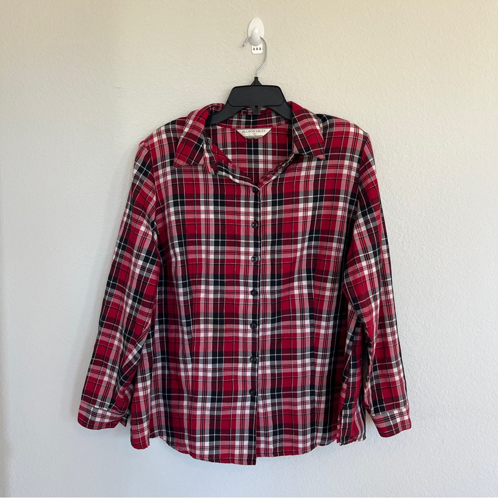 Allison Daley Plaid Holiday Christmas Women’s Button Down Size 2X